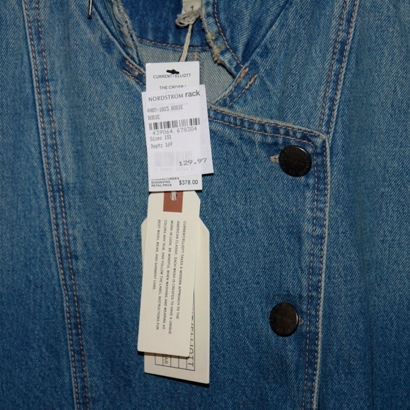 🆕 Current/Elliott Cropped Sleeve Denim Jacket Med - Picture 6 of 6